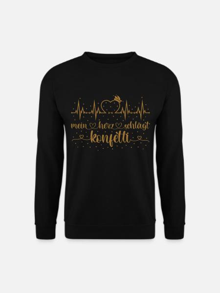Fasching Herzschlag EKG Mein Herz schlägt Konfetti - Unisex Pullover - Schwarz