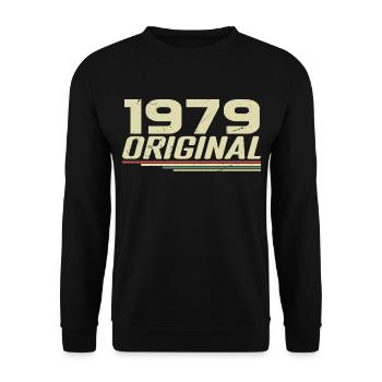 Born in 1979 Vintage 1979 Retro Birthday 1979 - Unisex Sweatshirt - black - Front - Alina (178cm) & Michal (187cm)