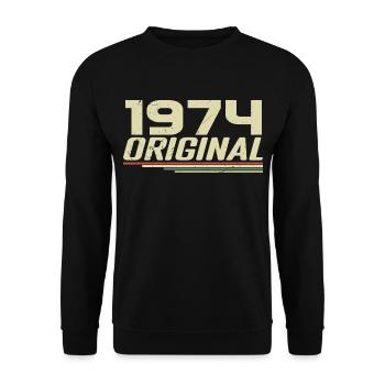 Né en 1974 Vintage 1974 Anniversaire Rétro 1974 - Sweat-shirt Unisexe - noir - Devant - Alina (178cm) & Michal (187cm)