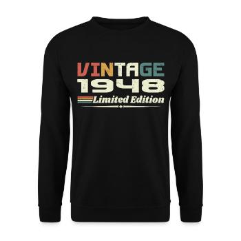 Jahrgang 1948 Geschenk 1948 Geburtstag 1948 Retro - Unisex Pullover - Schwarz - Vorne - Alina (178cm) & Michal (187cm)