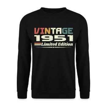 Jahrgang 1951 Geschenk 1951 Geburtstag 1951 Retro - Unisex Pullover - Schwarz - Vorne - Alina (178cm) & Michal (187cm)
