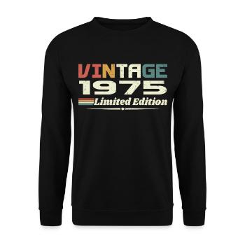 Jahrgang 1975 Geschenk 1975 Geburtstag 1975 Retro - Unisex Pullover - Schwarz - Vorne - Alina (178cm) & Michal (187cm)