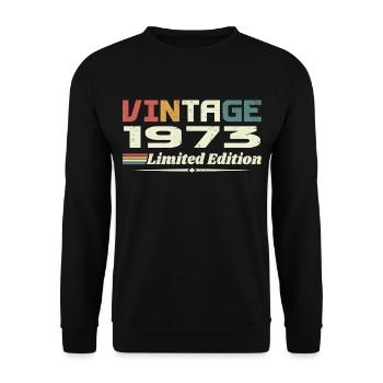 Jahrgang 1973 Geschenk 1973 Geburtstag 1973 Retro - Unisex Pullover - Schwarz - Vorne - Alina (178cm) & Michal (187cm)