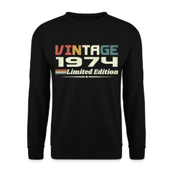 Vintage 1974 Gift 1974 Birthday 1974 Retro - Unisex Sweatshirt - black - Front - Alina (178cm) & Michal (187cm)