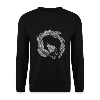 Mermaid - Meerjungfrau - weiss - Unisex Pullover - Schwarz - Vorne - Alina (178cm) & Michal (187cm)