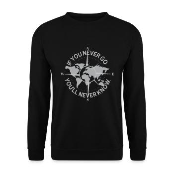 Boussole Backpacker voyage carte du monde Aventure - Sweat-shirt Unisexe - noir - Devant - Alina (178cm) & Michal (187cm)