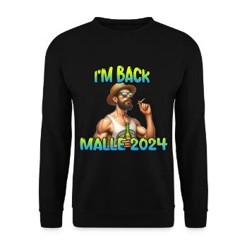 Malle Party 2024 ich bin Zurück - Unisex Pullover - Schwarz - Vorne - Alina (178cm) & Michal (187cm)