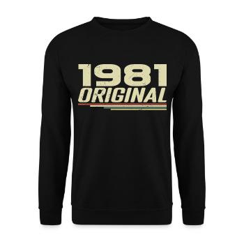 Born in 1981 Vintage 1981 Retro Birthday 1981 - Unisex Sweatshirt - black - Front - Alina (178cm) & Michal (187cm)
