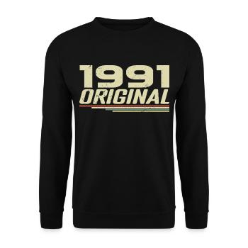 Né en 1991 Vintage 1991 Anniversaire Rétro 1991 - Sweat-shirt Unisexe - noir - Devant - Alina (178cm) & Michal (187cm)