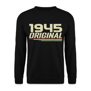Né en 1945 Vintage 1945 Anniversaire Rétro 1945 - Sweat-shirt Unisexe - noir - Devant - Alina (178cm) & Michal (187cm)