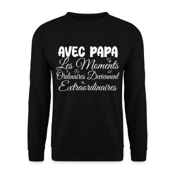 Mit Papa werden gewöhnliche Momente extra - Unisex Pullover - Schwarz - Vorne - Alina (178cm) & Michal (187cm)