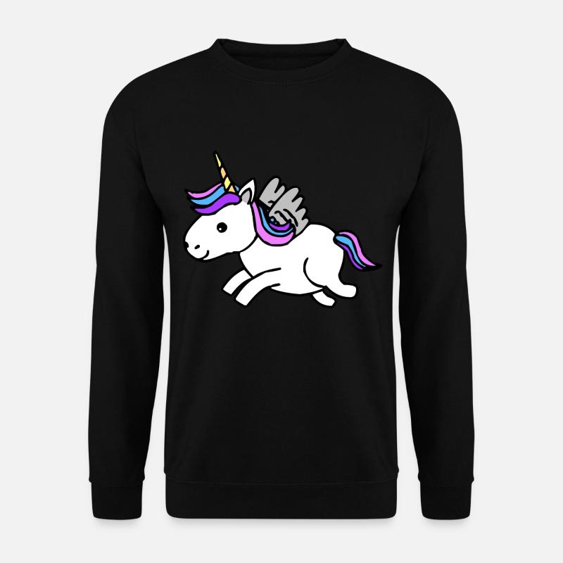 Unicorn Einhorn Fabelwesen Cartoon - Unisex Pullover - Schwarz