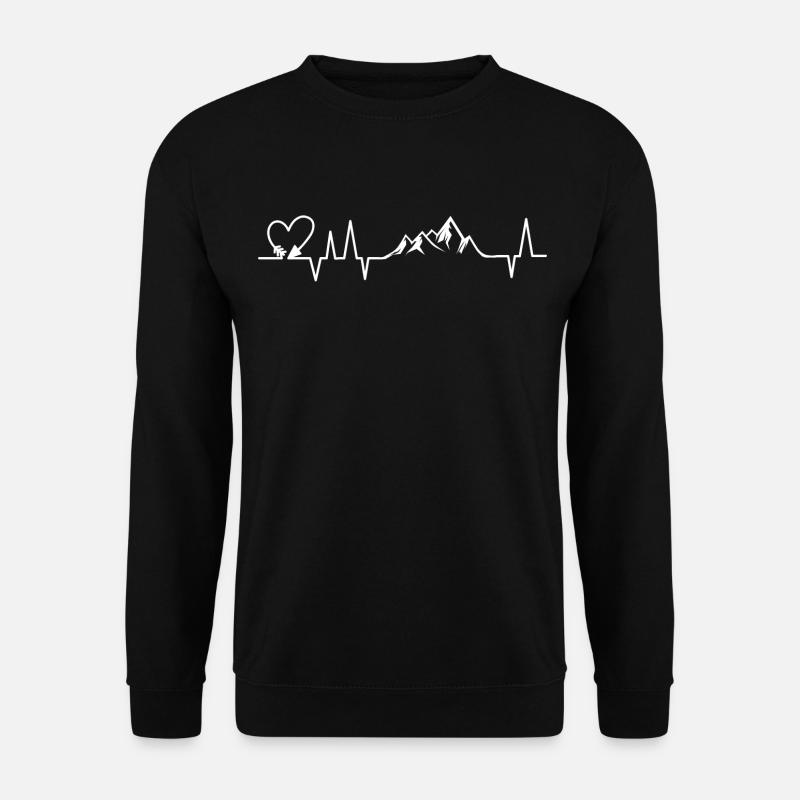 Herzlinien Motiv mit Berge und Herz Geschenk - Unisex Pullover - Schwarz