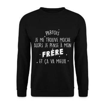 Frère moche humour frère et soeur - Sweat-shirt Unisexe - noir - Devant - Alina (178cm) & Michal (187cm)