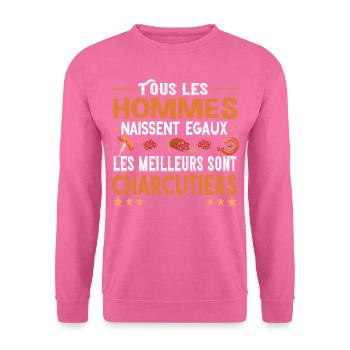 Charcutier homme. Cadeau métier charcuterie. Porc - Sweat-shirt Unisexe - rose - Devant