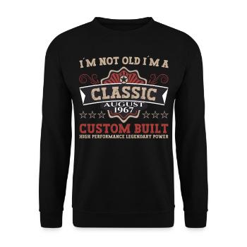 Born in 1967 Classic Birthday Gift August - Unisex Sweatshirt - black - Front - Alina (178cm) & Michal (187cm)