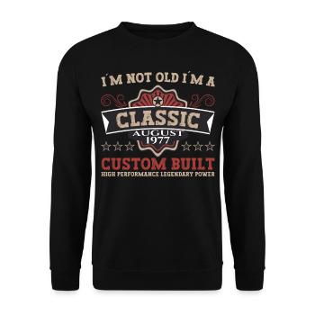 Born in 1977 Classic Birthday Gift August - Unisex Sweatshirt - black - Front - Alina (178cm) & Michal (187cm)