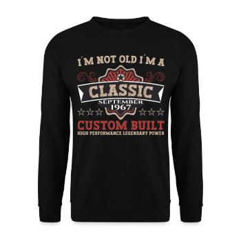 Né en 1967 Cadeau d’anniversaire Hommes Septembre - Sweat-shirt Unisexe - noir - Devant - Alina (178cm) & Michal (187cm)