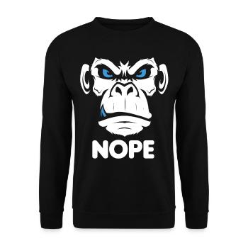 Nope Nö Nein Affe Monkey Jetzt nicht Hau Ab Weg - Unisex Pullover - Schwarz - Vorne - Alina (178cm) & Michal (187cm)