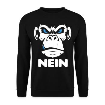 Nope Nö Nein Affe Monkey Jetzt nicht Hau Ab Weg - Unisex Pullover - Schwarz - Vorne - Alina (178cm) & Michal (187cm)
