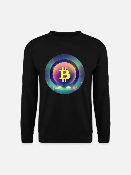 Bitcoin Logo im Synthetische Wave Stil - Unisex Pullover - Schwarz