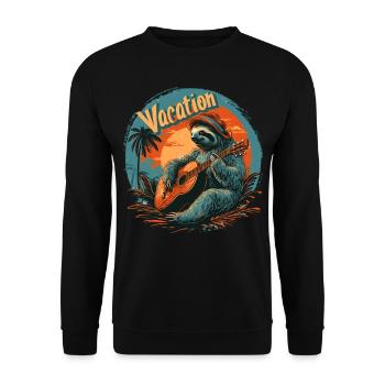 Sloth with guitar on the beach - Unisex Sweatshirt - black - Front - Alina (178cm) & Michal (187cm)