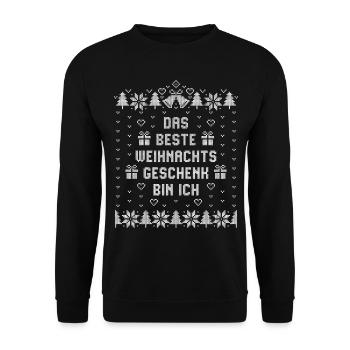 Weihnachten - Das beste Weihnachtsgeschenk bin ich - Unisex Pullover - Schwarz - Vorne - Alina (178cm) & Michal (187cm)