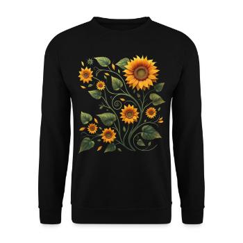 Sunflower Vine Sunflower Sunflower Bouquet - Unisex Sweatshirt - black - Front - Alina (178cm) & Michal (187cm)