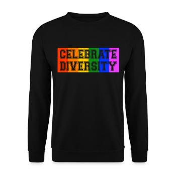 Celebrate Diversity LGBT Gay Pride Rainbow Flag - Unisex Sweatshirt - black - Front - Alina (178cm) & Michal (187cm)