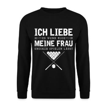 Ich Liebe Snooker Spielen Snooker Queue - Unisex Pullover - Schwarz - Vorne - Alina (178cm) & Michal (187cm)