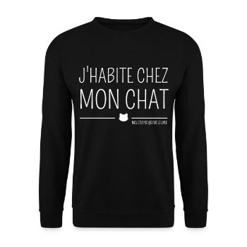 J'habite chez mon chat (mais...) - Sweat-shirt Unisexe - noir - Devant - Alina (178cm) & Michal (187cm)