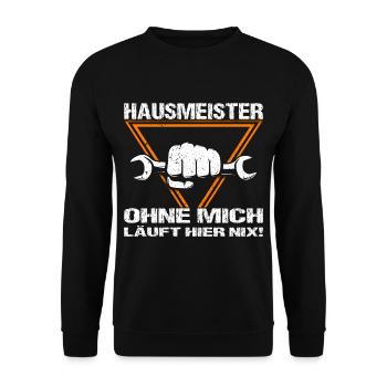 Hausmeister Hausverwaltung Heimwerker - Unisex Pullover - Schwarz - Vorne - Alina (178cm) & Michal (187cm)