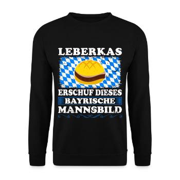 Leberkas Bayrisch Mannsbild Lustig Leberkäse - Unisex Pullover - Schwarz - Vorne - Alina (178cm) & Michal (187cm)