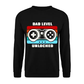 Dad Level unlocked unny Daddy Father Saying - Unisex Pullover - Schwarz - Vorne - Alina (178cm) & Michal (187cm)