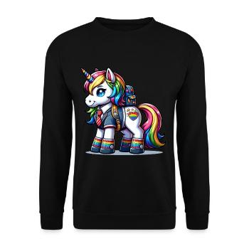 Cute Schoolboy Unicorn - Unisex Pullover - Schwarz - Vorne - Alina (178cm) & Michal (187cm)