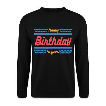 Geburtstagsgrüße glückliche Wunschgeschenkidee - Unisex Pullover - Schwarz - Vorne - Alina (178cm) & Michal (187cm)