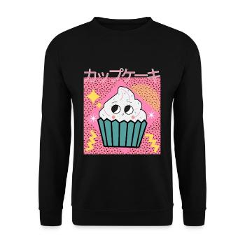 90s Japanese cup cake kawaii Design - Unisex Sweatshirt - black - Front - Alina (178cm) & Michal (187cm)