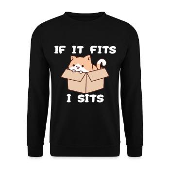 If It Fits I Sits Cute Cat - Unisex Sweatshirt - black - Front - Alina (178cm) & Michal (187cm)