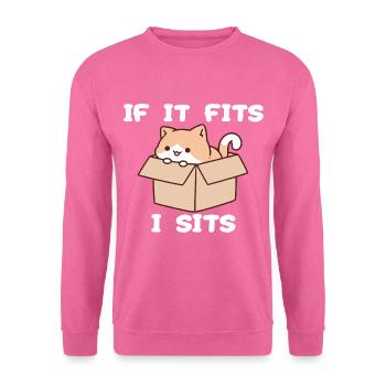 If It Fits I Sits Süße Katze - Unisex Pullover - Pink - Vorne