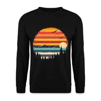 Coucher de soleil Forêt Montagne Extérieur Rétro Années 80 Vintage 3 - Sweat-shirt Unisexe - noir - Devant - Alina (178cm) & Michal (187cm)