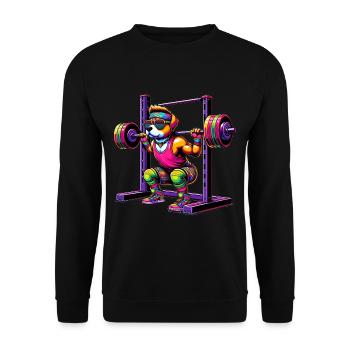 Strong Rainbow Dog Squatting in the Gym - Unisex Sweatshirt - black - Front - Alina (178cm) & Michal (187cm)