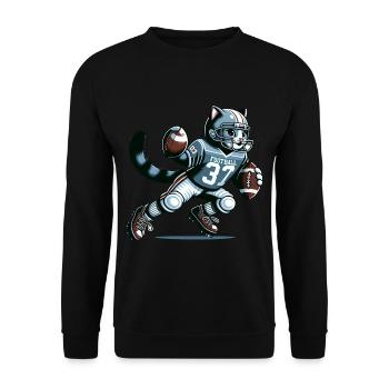 Cute American Football Player Cat - Unisex Sweatshirt - black - Front - Alina (178cm) & Michal (187cm)