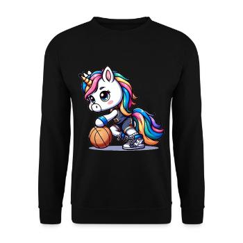 Cute Basketball Player Unicorn - Unisex Sweatshirt - black - Front - Alina (178cm) & Michal (187cm)