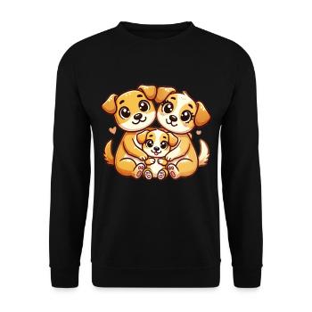 Chien aimant famille mère et père avec un enfant - Sweat-shirt Unisexe - noir - Devant - Alina (178cm) & Michal (187cm)
