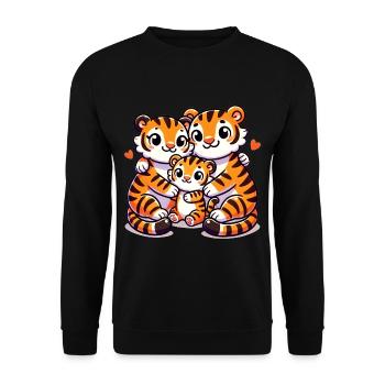 Famille Tigre Mère Et Père Avec Un Enfant - Sweat-shirt Unisexe - noir - Devant - Alina (178cm) & Michal (187cm)