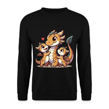 Parent dragon aimant avec deux enfants mignons - Sweat-shirt Unisexe - noir - Devant - Alina (178cm) & Michal (187cm)