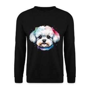 Chien bichon frisé mignon coloré à l’aquarelle - Sweat-shirt Unisexe - noir - Devant - Alina (178cm) & Michal (187cm)