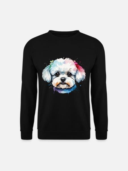 Colorful Cute Bichon Frise Dog in Watercolors - Unisex Sweatshirt - black