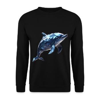 Dauphin de style géométrique - Sweat-shirt Unisexe - noir - Devant - Alina (178cm) & Michal (187cm)