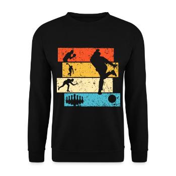 bowling bowling bowler rétro - Sweat-shirt Unisexe - noir - Devant - Alina (178cm) & Michal (187cm)